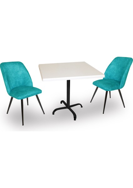 Indigo Werzalit Kare - Nilüfer 2li Masa Takımı (80X80) - Turkuaz