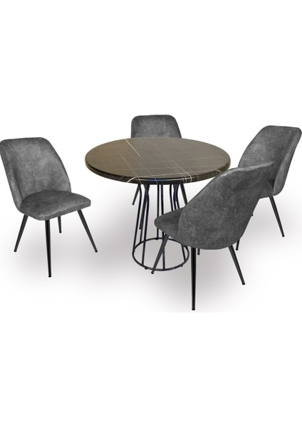 Palermo Werzalit - Nilüfer Mutfak Masa Takımı Q80 - Royal Mermer Füme