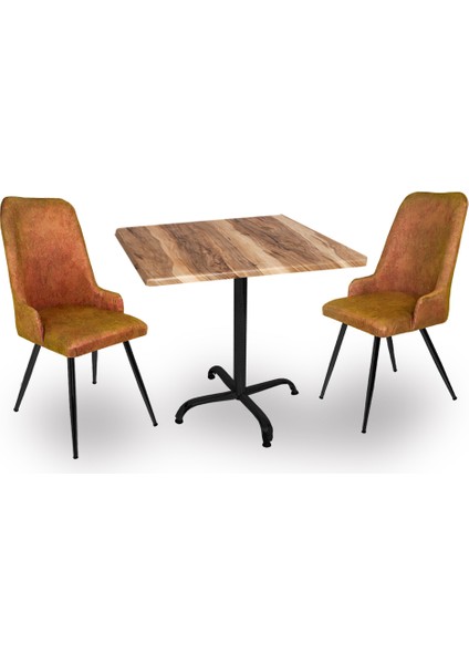 Indigo Werzalit Kare - Çırağan 2li Masa Takımı (70X70) - Indıana Wood Kiremit