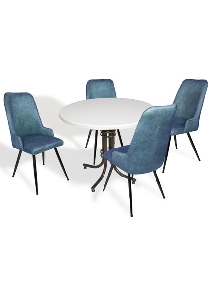 Buket Werzalit Yuvarlak Esb-Çırağan Mutfak Masa Takımı - Mavi