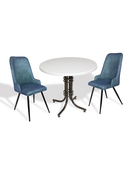 Buket Werzalit Yuvarlak Esb-Çırağan 2li Mutfak Masa Takımı - Mavi