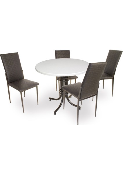 Buket Werzalit Yuvarlak Esb-Gözde Mutfak Masa Takımı - Siyah