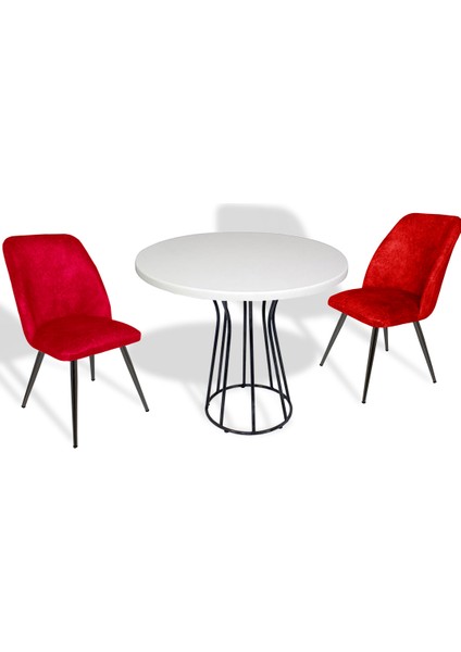 Palermo Werzalit - Nilüfer 2 Li Masa Takımı Q80 -Beyaz Bordo