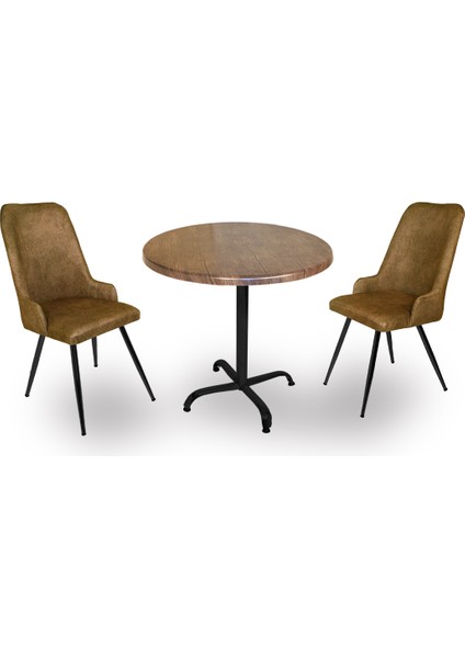 Indigo Werzalit Yuvarlak - Çırağan Fiskos Seti (70 cm Çap) - Antik Dark Kahve