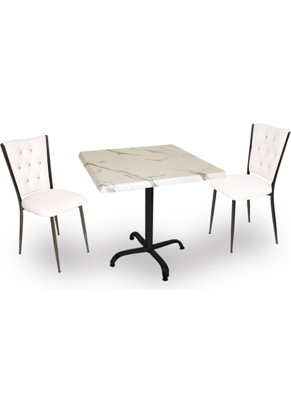 Indigo Werzalit Kare - Kapitoneli Fiskos Takımı (70X70) - Bianco Carrara Beyaz