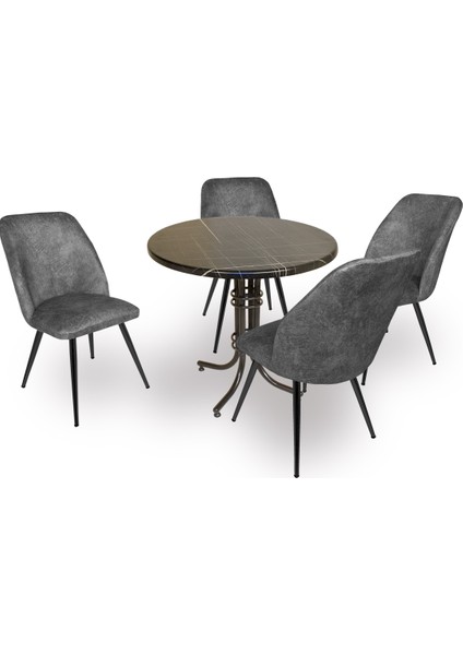 Buket Werzalit Yuvarlak Esb - Nilüfer Mutfak Masa Takımı - Royal Mermer Füme