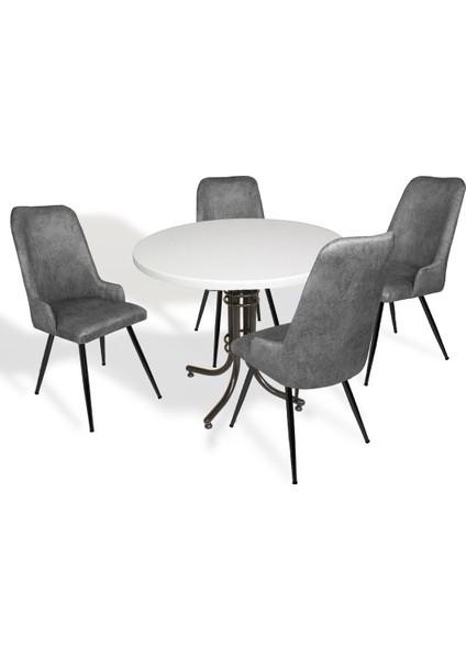 Buket Werzalit Yuvarlak Esb-Çırağan Mutfak Masa Takımı - Füme