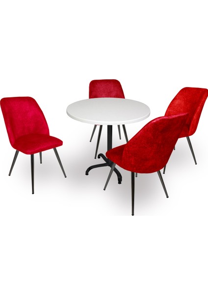 Indigo Werzalit Yuvarlak - Nilüfer Masa Takımı (70 cm Çap) - Bordo