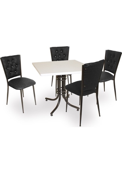 Buket Werzalit Kare Esb-Kapitoneli Mutfak Masa Takımı - Siyah