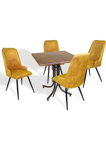 Buket Werzalit Kare Esb -Çırağan Mutfak Masa Takımı - Antik Dark Sarı