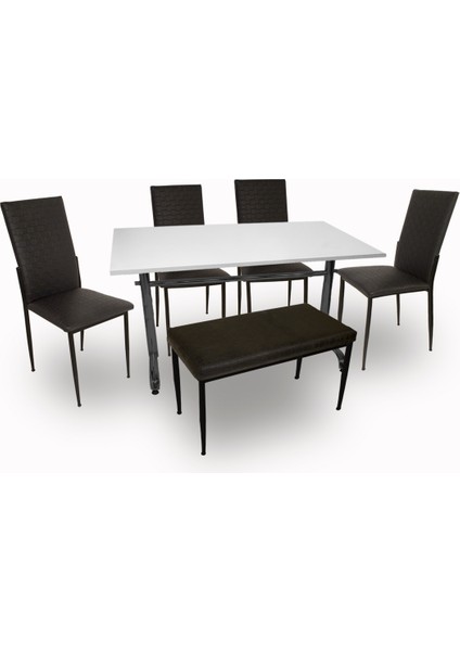 Valerya Mega - Gözde Banklı Mutfak Masa Takımı (6 Kişilik) - Siyah