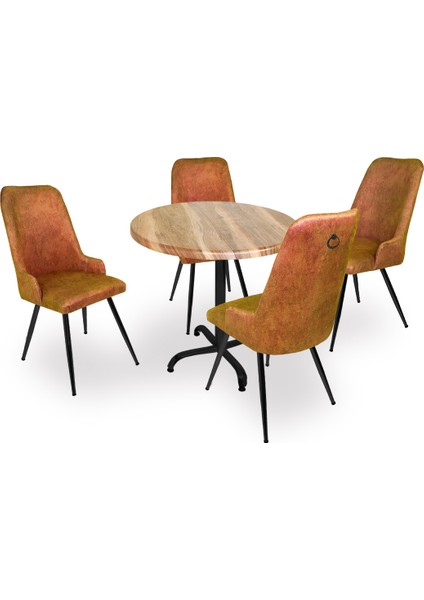 Indigo Werzalit Yuvarlak - Çırağan Masa Takımı (90 cm Çap) - Indiana Wood Kiremit