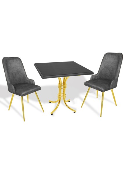 Buket Werzalit Kare-Çırağan Gold 2li Masa Takım - Füme