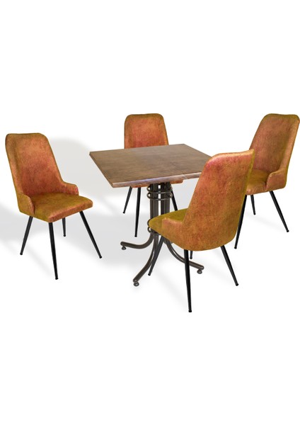 Buket Werzalit Kare Esb -Çırağan Mutfak Masa Takımı - Antik Dark Kiremit