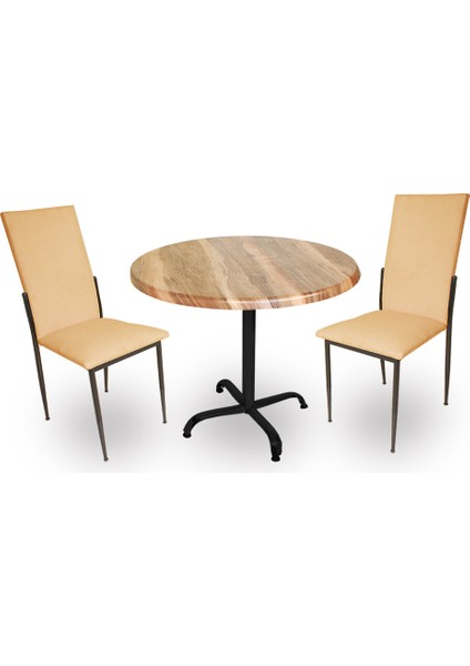 Indigo Werzalit Yuvarlak - Gözde Fiskos Seti (70 cm Çap) - Indiana Wood Kapiçino