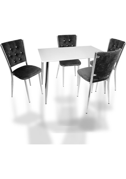 Manolya Kapitoneli Mutfak Masa Takımı (Kumaş) - Siyah