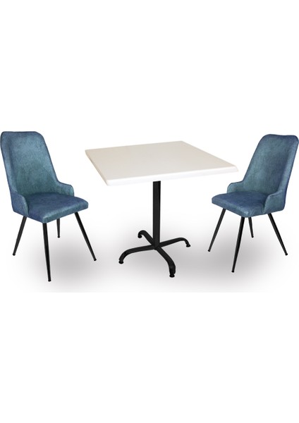Indigo Werzalit Kare - Çırağan 2li Masa Takımı (70X70) - Mavi