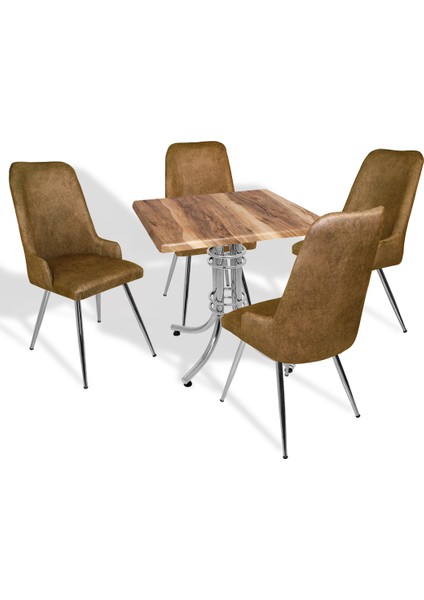 Buket Werzalit Kare-Çırağan Masa Takımı - Indiana Wood Kahve