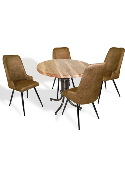 Buket Werzalit Yuvarlak Esb-Çırağan Mutfak Masa Takımı - Indiana Wood Kahve