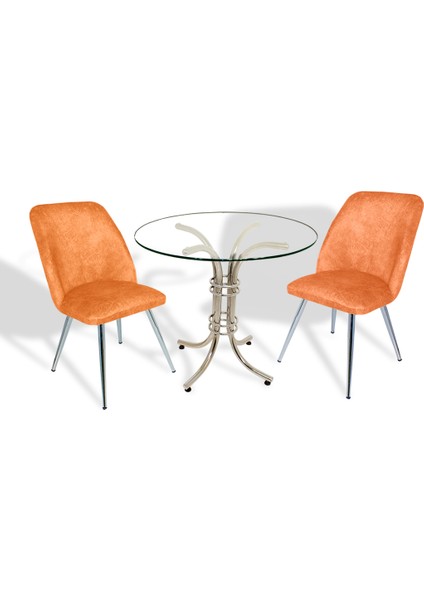 Buket Yuvarlak Cam - Nilüfer Fiskos Seti - Turuncu