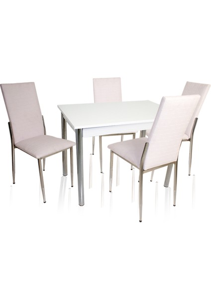 Akasya Gözde Mutfak Masa Takımı (Deri) - Beyaz