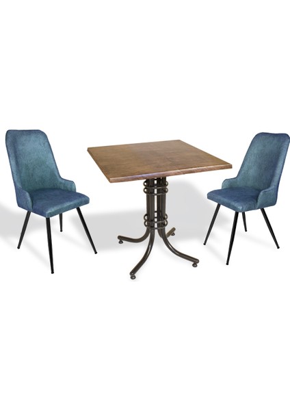 Buket Werzalit Kare Esb-Çırağan 2li Mutfak Masa Takımı - Antik Dark Mavi