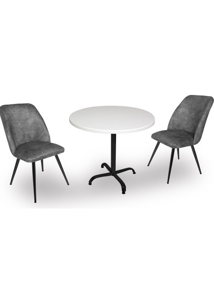 Indigo Werzalit Yuvarlak - Nilüfer 2li Masa Takımı (70 cm Çap) - Füme