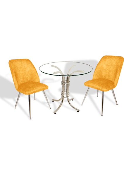 Buket Yuvarlak Cam - Nilüfer Fiskos Seti - Sarı