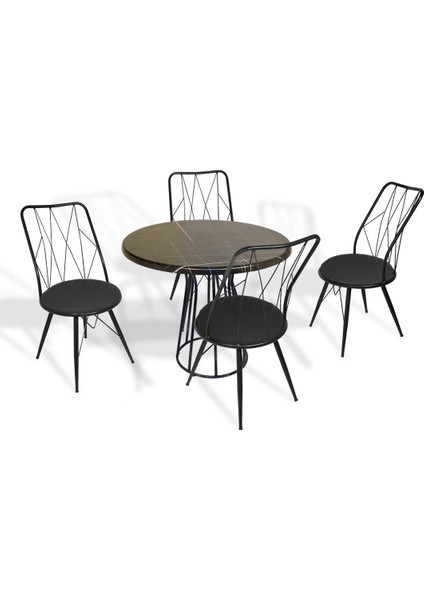 Palermo Werzalit - Royal Mutfak Masa Takımı Q80 - Royal Memer Siyah