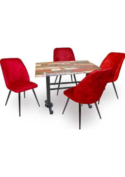 Çipa Werzalit Nilüfer Mutfak Masa Takımı - Red Wood Bordo