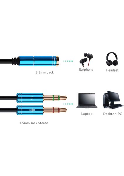 Kulaklık Mikrofon Ayırıcı Kablo Aparat 3.5mm Dişi 2x 3.5mm Erkek Kulaklık Mic Audio Y Splitter Headphone fırsatları