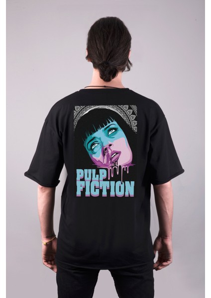 Pulp Fiction Mia Wallace Çift Taraf Tasarım Baskılı Oversize Unisex Tişört fiyatları