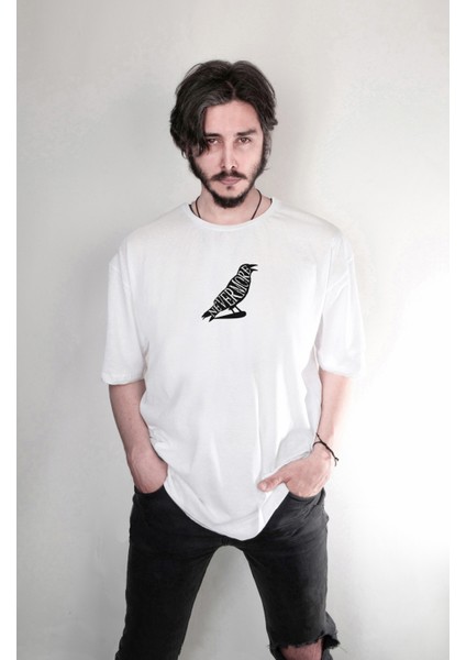 Edgar Allen Poe Nevermore Baskılı Özel Tasarım Oversize Unisex Tişört fiyatları