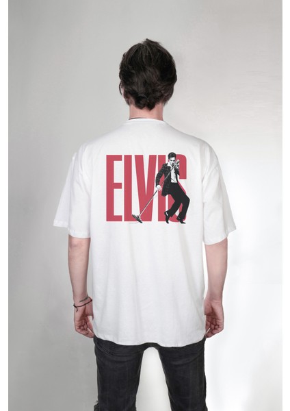 Elvis Presley Imza Baskılı Ön Arka Özel Tasarım Oversize Unisex Tişört