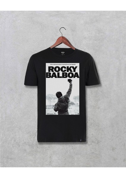 Rocky Balboa Baskılı Tasarım Unisex Siyah Tişört