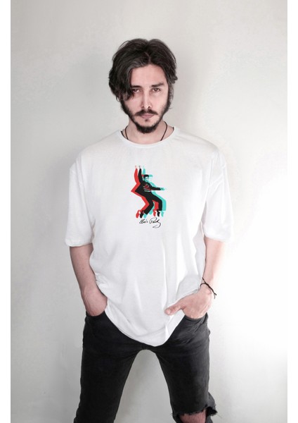 Elvis Presley Minimal Baskılı Ön Arka Özel Tasarım Oversize Unisex Tişört