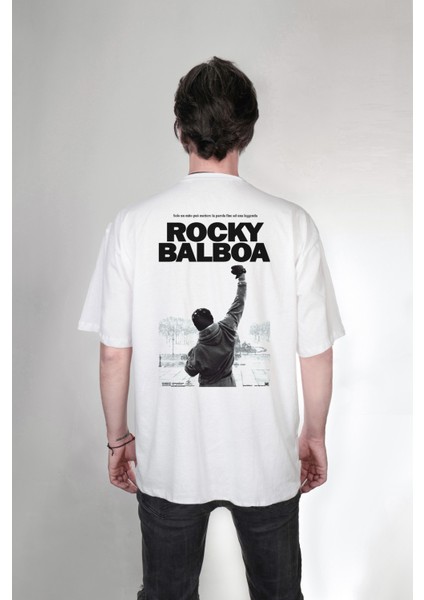 Rocky Balboa Film Özel Tasarım Ön Arka Baskılı Oversize Unisex Tişört