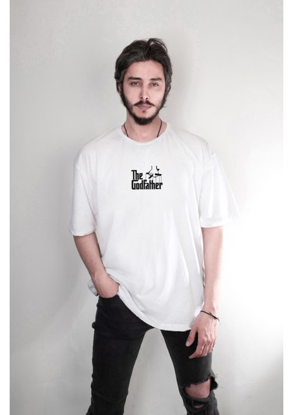 The Godfather Baba Filmi Yazılı Minimal Tasarım Baskılı Oversize Unisex Tişört