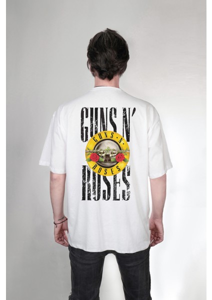 Guns N Roses Çift Taraf Baskılı Yazılı Özel Tasarım Oversize Unisex Tişört