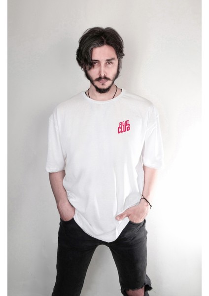 Fight Club Dövüş Kulübü Ön Arka Tasarım Baskılı Yazılı Oversize Unisex Tişört