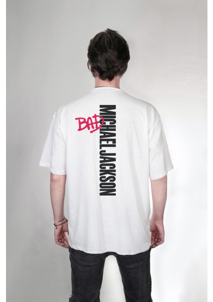 Michael Jackson Mj Bad Çift Taraf Özel Tasarım Baskılı Oversize Unisex Tişört