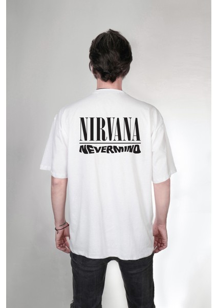 Nirvana Nevermind Yazılı Çift Taraf Özel Tasarım Baskılı Oversize Unisex Tişört