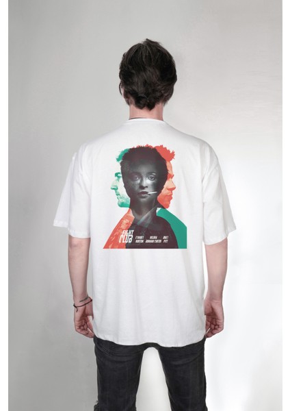 Fight Club Dövüş Kulübü Ön Arka Tasarım Baskılı Yazılı Oversize Unisex Tişört
