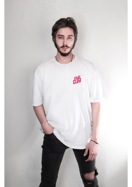 Fight Club Dövüş Kulübü Ön Arka Tasarım Baskılı Yazılı Oversize Unisex Tişört