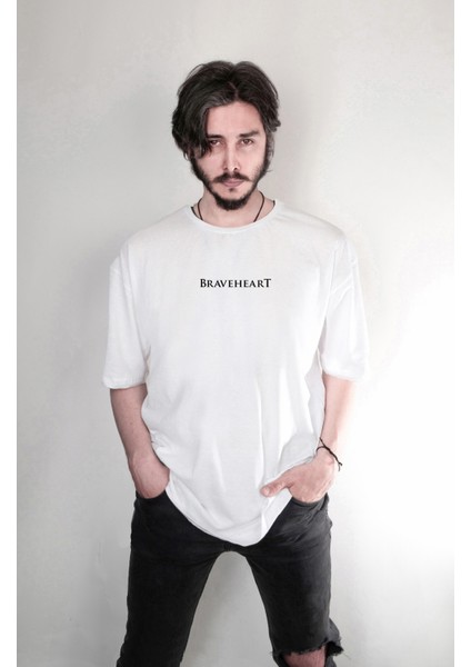 Braveheart Cesur Yürek Film Minimal Tasarım Baskılı Yazılı Oversize Unisex Tişört