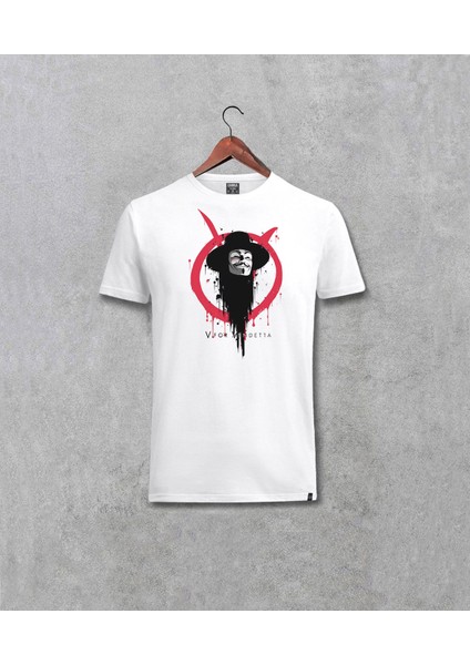 V For Vendetta Özel Tasarım Baskılı Unisex Tişört