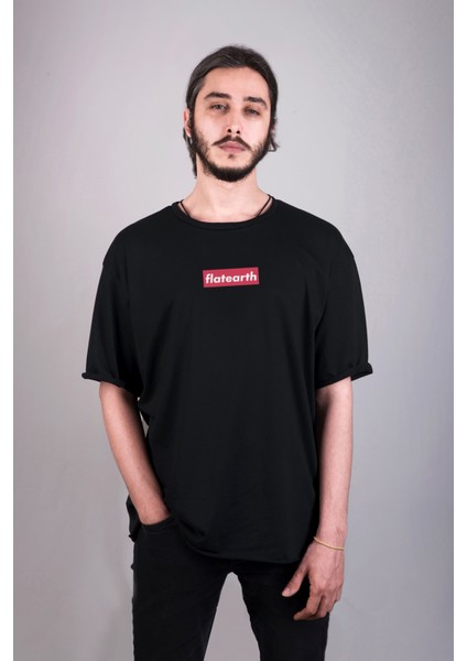 Flat Earth Düz Dünya Özel Tasarım Baskılı Oversize Unisex Tişört