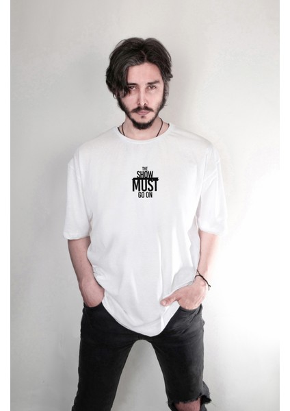 Queen Freddie Mercury The Show Must Go On Çift Taraf Baskılı Tasarım Oversize Unisex Tişört fiyatları