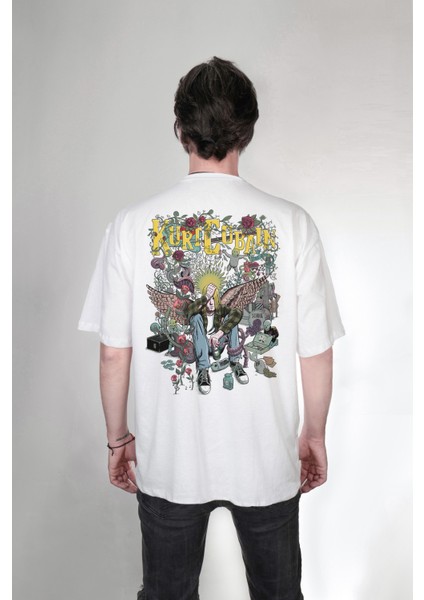 Nirvana Kurt Cobain Çift Taraf Özel Tasarım Baskılı Oversize Unisex Tişört