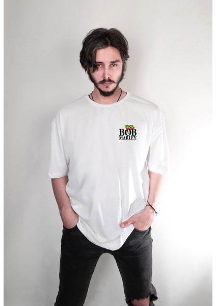 Bob Marley Sözleri Tasarım Ön Arka Baskılı Oversize Unisex Tişört